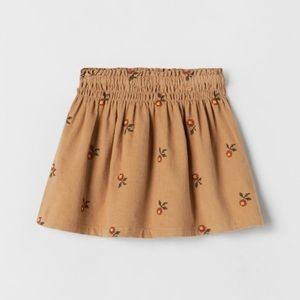Girls Embroidered Corduroy Flower Skirt
